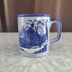 Vintage | 💙 Ceramic Mug | Currier & Ives Winter Scene | Japan